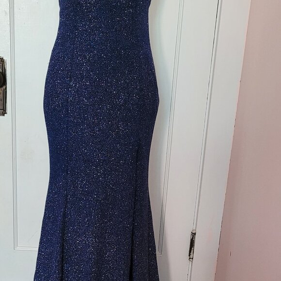 Fiesta Fashion Blue Sparkle Full Length Dress Size Medium - Picture 5 of 12